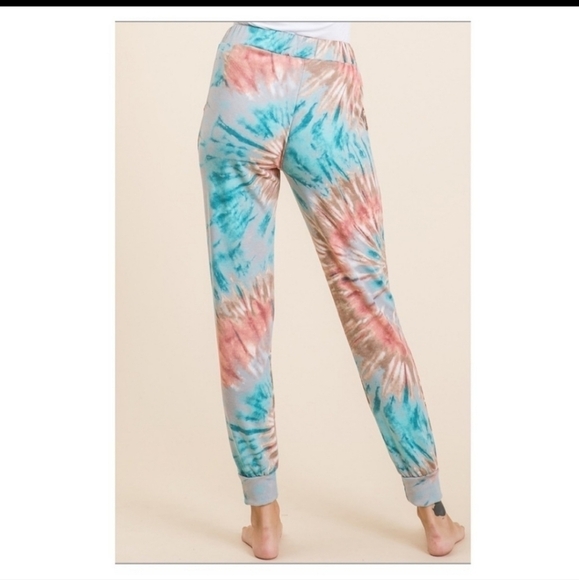 Rainbow Tie Dye Joggers with Pockets - Picture 3 of 12
